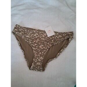 Andie Swim Ditsy Floral Olive Green Bikini Bottom Size XL  NWT